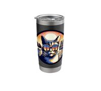 Cat in Paris Looking At The Eiffel Tower Stainless Steel Insulated Tumbler