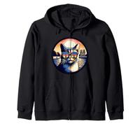 Cat In Paris Looking At The Eiffel Tower Zip Hoodie