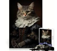 Cat in Renaissance Dress Jigsaw for Teenagers 1000 Pieces Thought Training Quiet Enjoyment Snug Fit Creative Gift (38x26cm)
