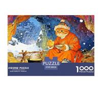 Cat in Robes Jigsaw Puzzles Puzzles for Adults Kids. 1000 Pieces Winter Cave Meal Impossible Challenge Toy Educational Game Home Decoration for Educational Games Gifts 38x26cm/1000pcs