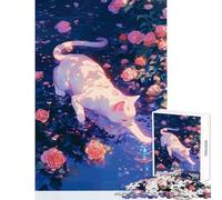 Cat in Rose Garden Water Puzzles for Teenagers 1000 Piece Secret Santa Gifts Difficult Challenge Educational Toy for Ages 14 And over (50x75cm)
