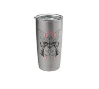 Cat in Samurai Armor Helmet Stainless Steel Insulated Tumbler