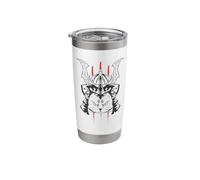 Cat in Samurai Armor Helmet Stainless Steel Insulated Tumbler
