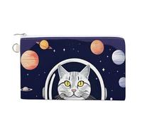 Cat in Spacess Coin Purse with Key Ring Cute Change Purse Travel Portable Keychain Wallet with Zipper for Women Girls, style, One Size, Floral