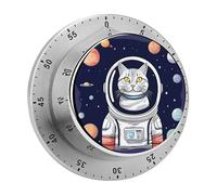 Cat in Spacess Kitchen Timers for Cooking 60 Minute Wind Up Timer, Magnetic Back, Visual Mechanical Timer with Loud Alarm, Manual Countdown Timers for Classroom Home Gym Tanning
