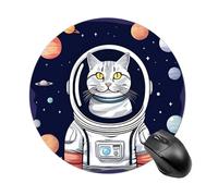 Cat in Spacess Round Mouse Pad Smooth Glide Gaming Mousepad Extra Density Portable Comfortable Mouse Mat for Desk, Home, Office 7.8x7.8 Inches