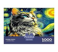 Cat in Starry Night Style 1000 Piece Jigsaw Puzzle with Whimsical Design - A Charming Challenge for All Ages And Beautiful Home Decoration 70x50cm/1000pcs