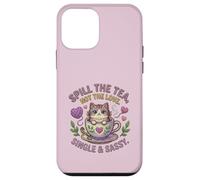 Cat in Teacup Spill the Tea Not Love Single Cute Kitten Case for iPhone 12 mini