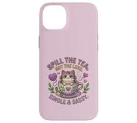 Cat in Teacup Spill the Tea Not Love Single Cute Kitten Case for iPhone 14 Plus