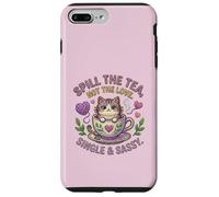 Cat in Teacup Spill the Tea Not Love Single Cute Kitten Case for iPhone 7 Plus/8 Plus