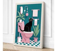 Cat in the Bathtub Canvas Wall Art Print 18x12 Inch