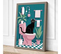 Cat in the Bathtub Canvas Wall Art Print 18x12 Inch