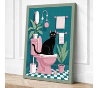 Cat in the Bathtub Canvas Wall Art Print 24x16 Inch