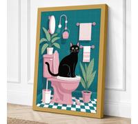 Cat in the Bathtub Canvas Wall Art Print 36x24 Inch