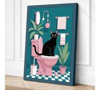 Cat in the Bathtub Canvas Wall Art Print 36x24 Inch