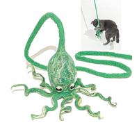 Cat in the Box Ink Floyd Wool Octopus Toy with a 4-Foot Tether for Indoor Cats Kittens. Kicker Teaser Wand String Plush for Active Kitties. No Catnip. (sea kelp Green)