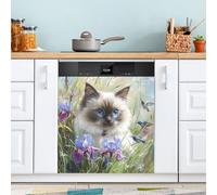 Cat in The Bus Dishwasher Magnet Cover for Door Front, Large Metal Decorative Kitchen Dishwasher Panel Decal Refrigerator Magnetic Decor Sticker 58 x 66 CM