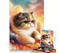 Cat in The Clouds 1000 Piece Jigsaw Puzzles for Teenagers Recall Power Cozy Downtime Firm Interlock Lovely Gift (38x26cm)