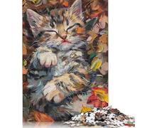 Cat in The Fallen Leaves Puzzles for Adults 1000 Piece Puzzle for Teenager Age 12 Years Up Christmas Eve Gifts 1000pcs (75x50cm)
