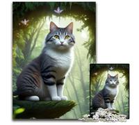 Cat in The Fantasy Forest Jigsaw Puzzles 1000 Pieces for Adults Difficult Puzzles for Adults for Mother'S Day Birthdays Christmas 1000 PCS(75x50cm)