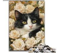Cat in The Flowers JigsawPuzzle 1000 Pieces for Teenagers, Staycation Kill Time Birthday Present, Gifts, Wall Art for 14+ (50x75cm)
