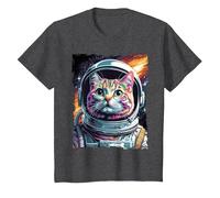Cat in The Galaxy and Space Kitten Cat Head T-Shirt, Youth, Dark Heather Grey, 2T