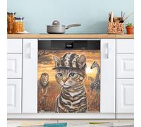 Cat in The Hat Dishwasher Magnet Cover for Door Front, Large Metal Decorative Kitchen Dishwasher Panel Decal Refrigerator Magnetic Decor Sticker 58 x 66 CM
