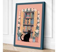 Cat in the Library Canvas Wall Art Print 30x20 Inch