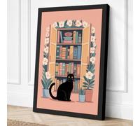 Cat in the Library Canvas Wall Art Print 30x20 Inch