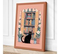 Cat in the Library Canvas Wall Art Print 30x20 Inch