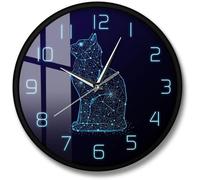 Cat In The Night Sky Abstract Wall Clock Cat Minimalist Art Modern Wall Clock Silent Movement Wall Watch Kitty Home Decor, Metal Frame
