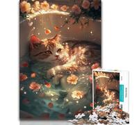 Cat in The Pool JigsawPuzzle 1000 Pieces for Adults,Challenging To Complete But Fun And Humorous with Matching Poster And Trivia Sheet (38x26cm)