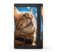 Cat in The Sun Wallets Exquisite Trifold Wallet Front Pocket Wallet with Zipper Keychain Coin Purse Credit Card Holder for Adult