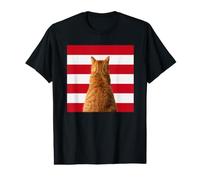 Cat in the USA Orange Tabby American Flag 4th of July Mom Value Graphic T-Shirt