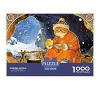 Cat in Traditional Robe-Winter Cave Meal Jigsaw Puzzles Puzzle for Adults Kids. 1000 Piece Impossible Challenge Toy Educational Game Home Decoration for Educational Games Gifts 52x38cm/1000pcs