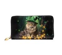 Cat In Witch Hat Pattern, Women'S Wallet, Long Clutch Wallet, Credit Card Holder Wallet, Travel Coin Purse, Black, One Size