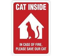 Cat Inside In Case Of Fire Please Save Our Cat Notice Warning Metal Sign Aluminum Signs For Outdoors Use Yard Farm Fence Home Wall Decor 8X12 Inch
