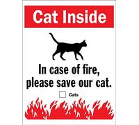 Cat Inside In Case Of Fire Please Save Our Cat Warning Sign House Plaque Garage Sign Wall Sign For Outdoor Indoor 20X30cm