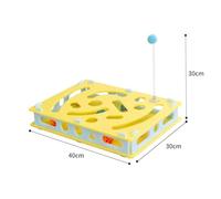 Cat Intelligence Maze Box, an interactive cat toy with a bell and cat teaser stick, suitable for indoor use, relieves boredom and provides exercise, comes with cartoon stickers.(6 balls spring)