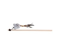 Cat Interactive Feather Bell Funny Stick for Happy Pet Training, Funny Cat Stick for Happy Hour Play, Wooden Pole Toy for Enjoyable Playtime, Plush Vocalize Feather Toy for Engaging (Grey)