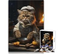 Cat Is A Cook Jigsaw Puzzle 1000 Educational Fun Learning Activity Game Perfect Thoughtful Gift for Any Occasion Size 38x52cm