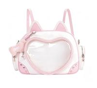 Cat Ita Bag Pin Display Backpack Love Shape Pain Layer Kawaii Backpack Y2k Single Shoulder Bag Cute Handbag, pink