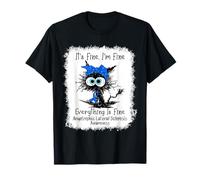 Cat Its Fine I'm Fine Amyotrophic Lateral Sclerosis Bleached T-Shirt
