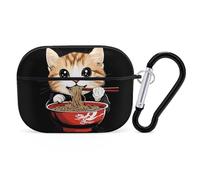 Cat Japanese Ramen Noodles Stylish Earphone Case Cover Compatible with Airpods Pro Earbud Headphone Cases