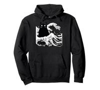 Cat Japanese Wave Japan Great Wave Pullover Hoodie