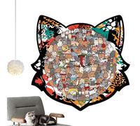 Cat Jigsaw Puzzle - 135-Piece Cute Wooden Funny Toys, Creative Animal Shape Jigsaw Puzzles | Engaging Cat-Themed Fun for Boys Girls Family Home Indoor School Classroom Travel Party Birthday