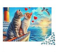 Cat Jigsaw Puzzle Animal 1000 Pieces 100% Recycled Board Premium for Couples Logic Gift 70x50cm/1000pcs