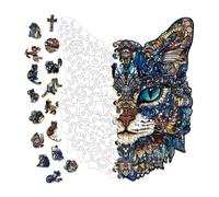 Cat Jigsaw Puzzle Challenging Fun Wooden Cat Decoration