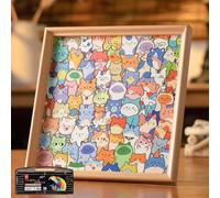 Cat Jigsaw Puzzle for Easter Gifts, Cat Puzzle Wooden Colouring Puzzle for Kids & Adults, DIY Coloring Frame for Bedroom Playroom Classroom Home Easter Decorations and Birthday Gift