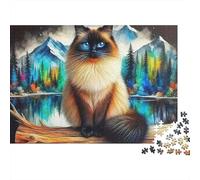 Cat Jigsaw Puzzle Waterside Sl eline 1000pc Matte Finish Sturdy Cardboard Rainy Day Group Activity for Family Teenagers Advanced Adults 70x50cm/1000pcs